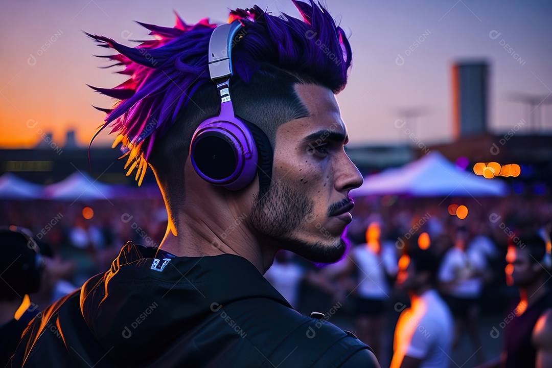 Imagem realista de pessoa jovem Dj sobre uma festa