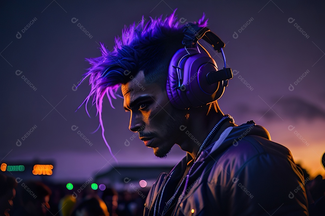 Imagem realista de pessoa jovem Dj sobre uma festa