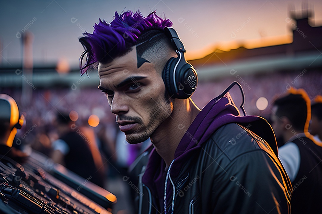 Imagem realista de pessoa jovem Dj sobre uma festa