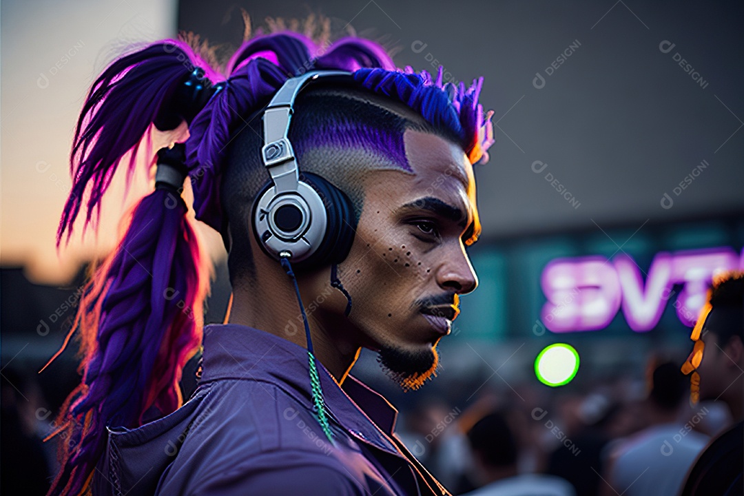 Imagem realista de homem jovem Dj sobre uma festa