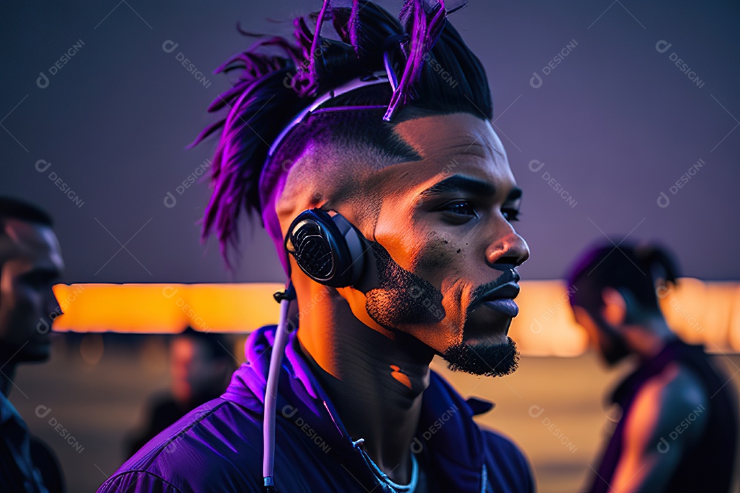 Imagem realista de homem jovem Dj sobre uma festa