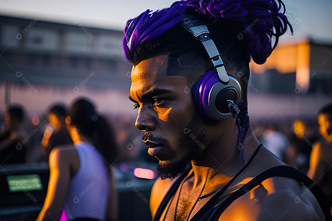 Imagem realista de pessoa jovem Dj sobre uma festa