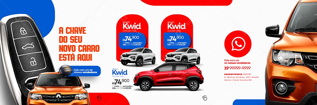 Concessionária Renault Kwid Carrossel Social Media PSD Editável