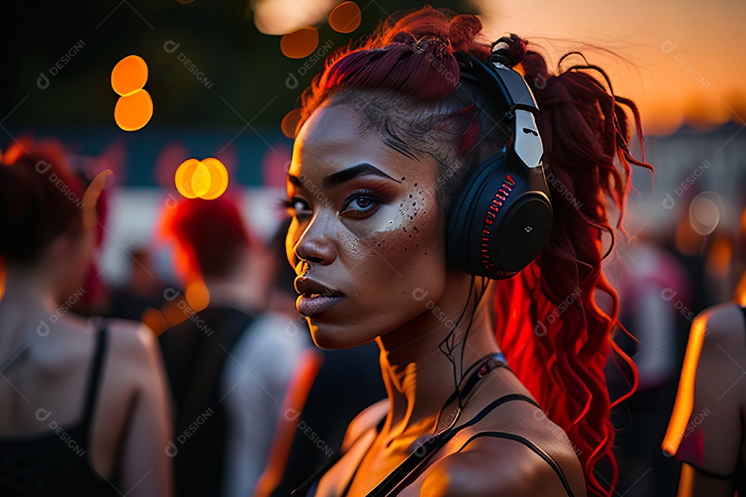 Imagem realista de pessoa jovem Dj sobre uma festa