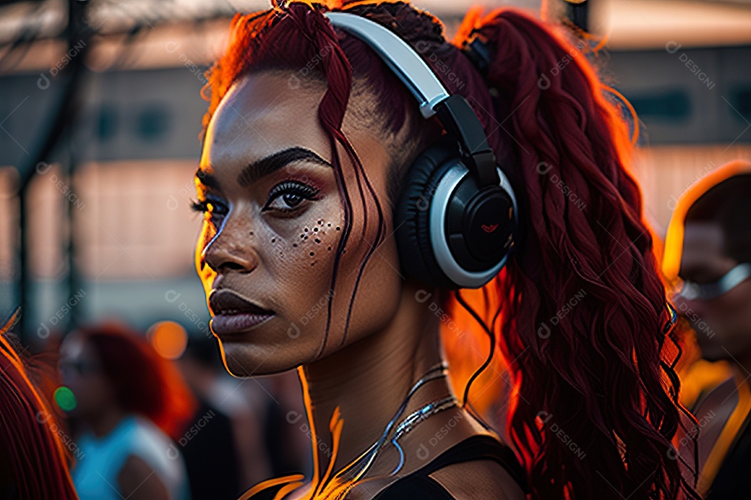 Imagem realista de pessoa jovem Dj sobre uma festa