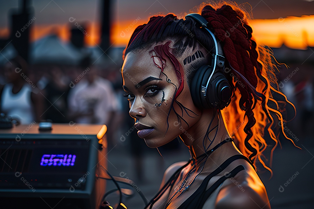 Imagem realista de pessoa jovem Dj sobre uma festa