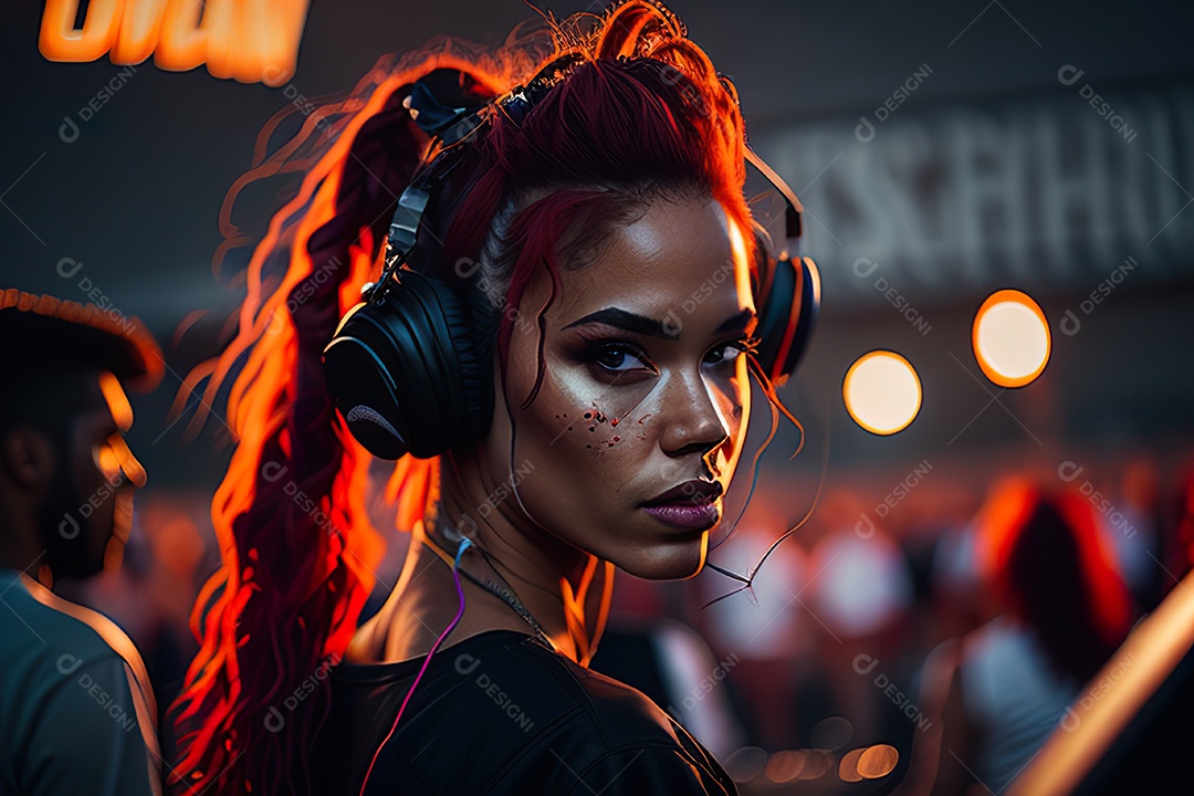 Imagem realista de pessoa jovem Dj sobre uma festa