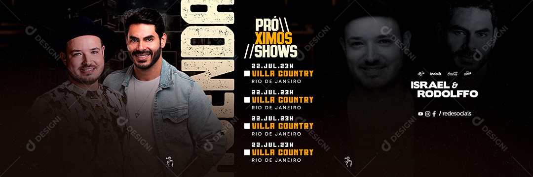 Carrossel Flyer Israel & Rodolfo Agenda Social Media PSD Editável