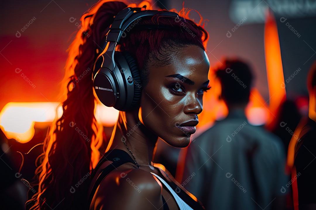 Imagem realista de pessoa jovem Dj sobre uma festa