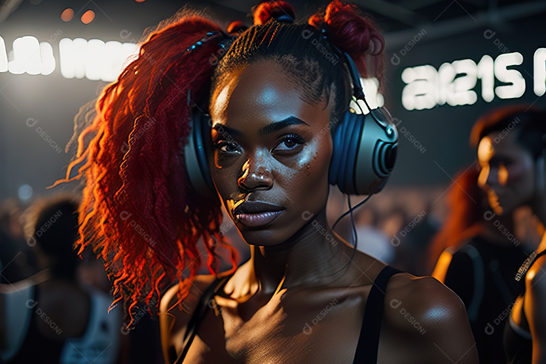 Imagem realista de homem jovem Dj sobre uma festa