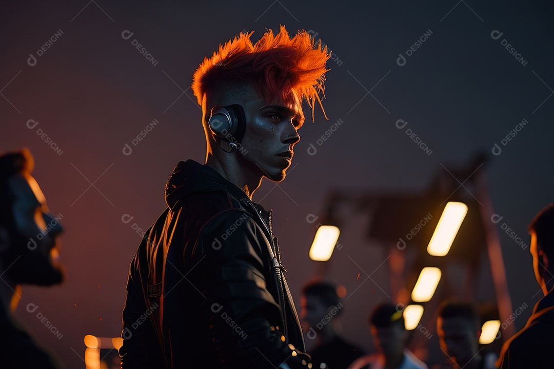 Imagem realista de homem jovem Dj sobre uma festa