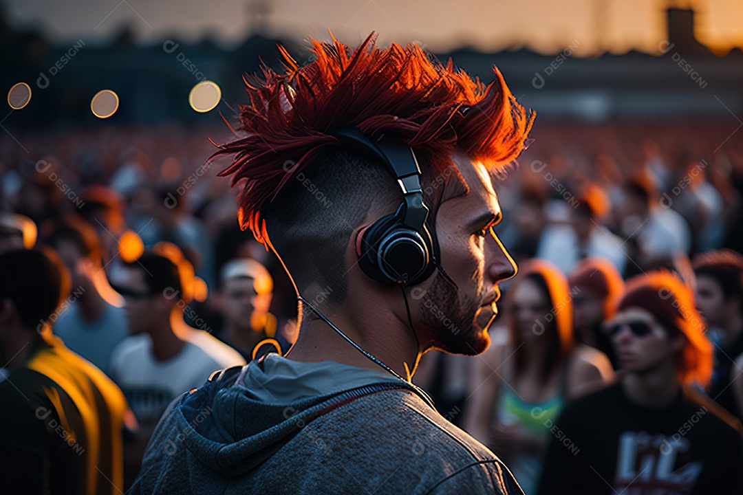 Imagem realista de homem jovem Dj sobre uma festa