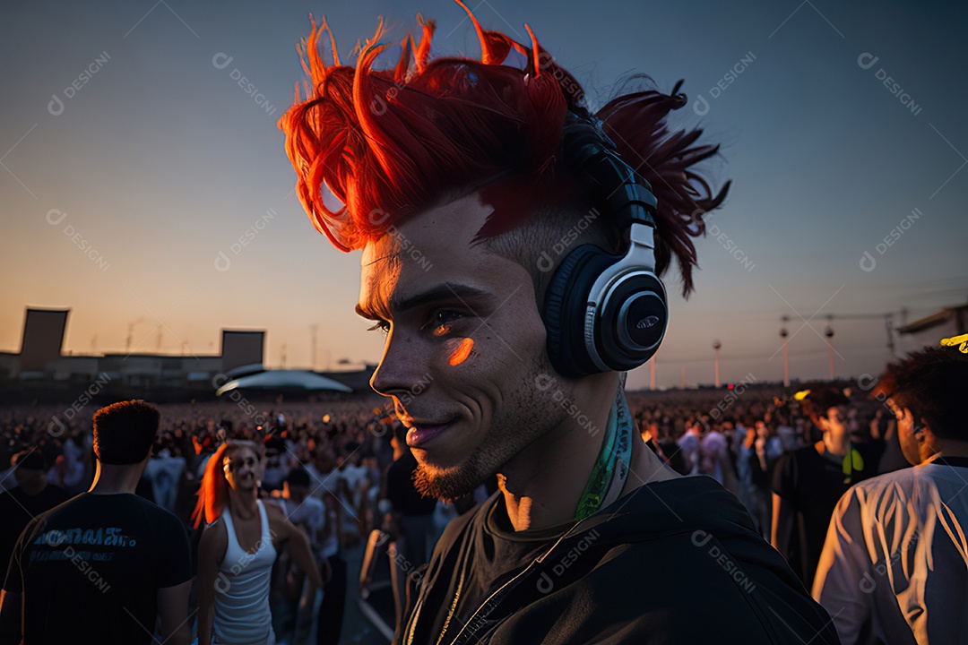 Imagem realista de homem jovem Dj sobre uma festa