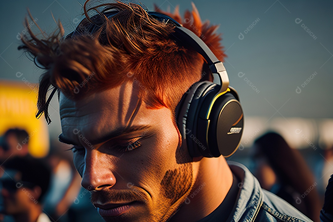 Imagem realista de homem jovem Dj sobre uma festa