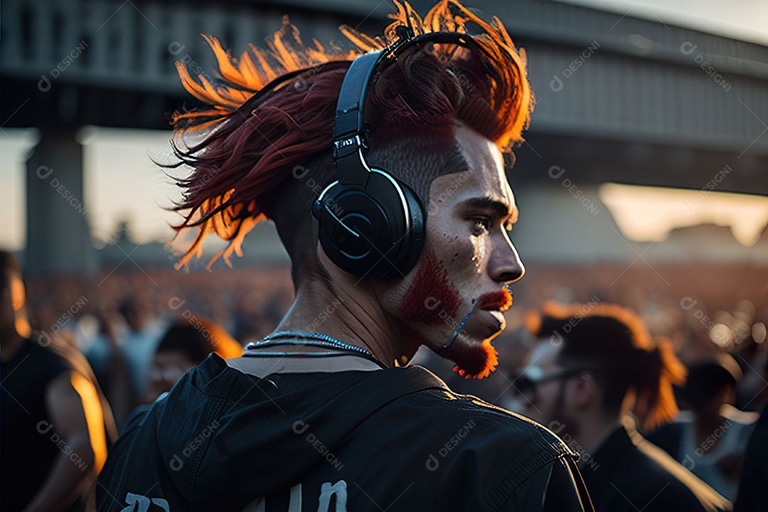 Imagem realista de homem jovem Dj sobre uma festa