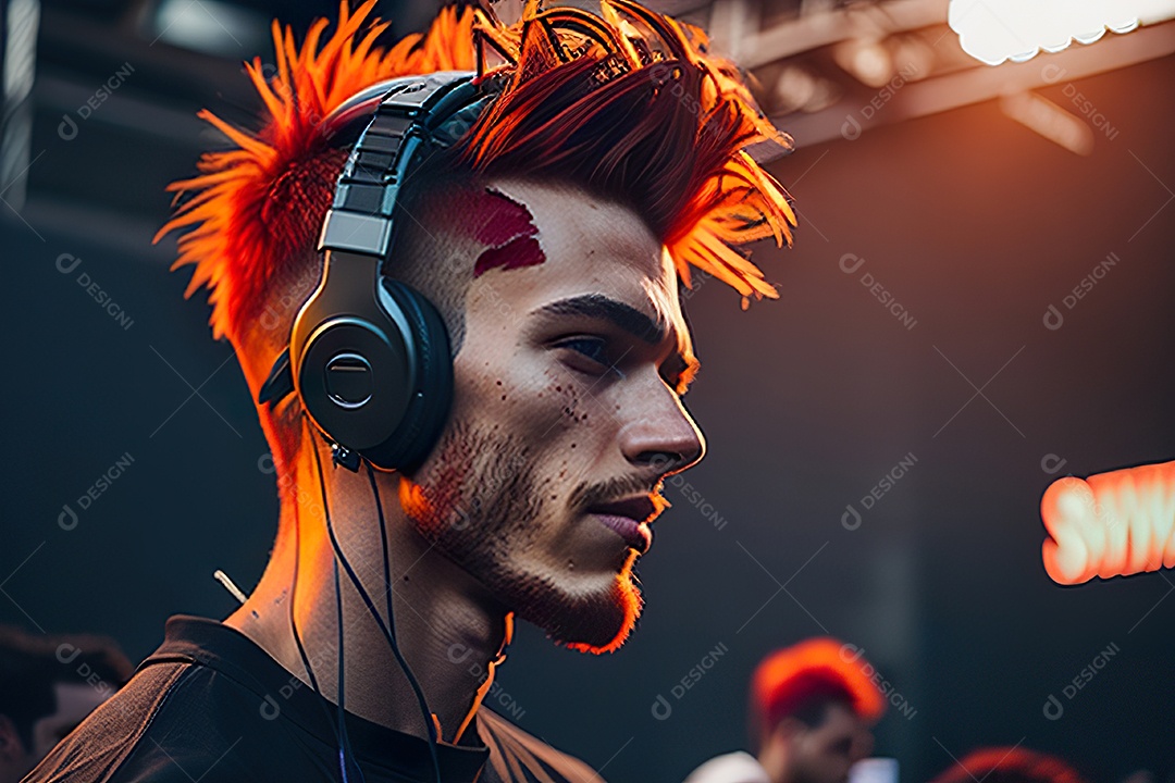 Imagem realista de homem jovem Dj sobre uma festa