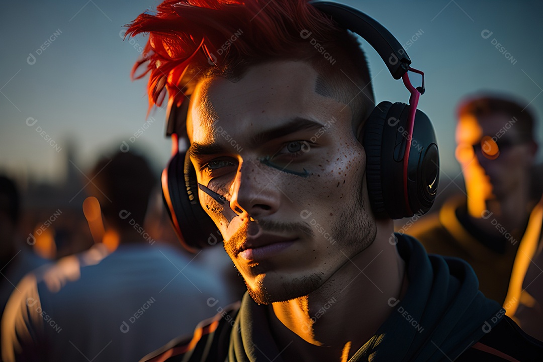 Imagem realista de homem jovem Dj sobre uma festa