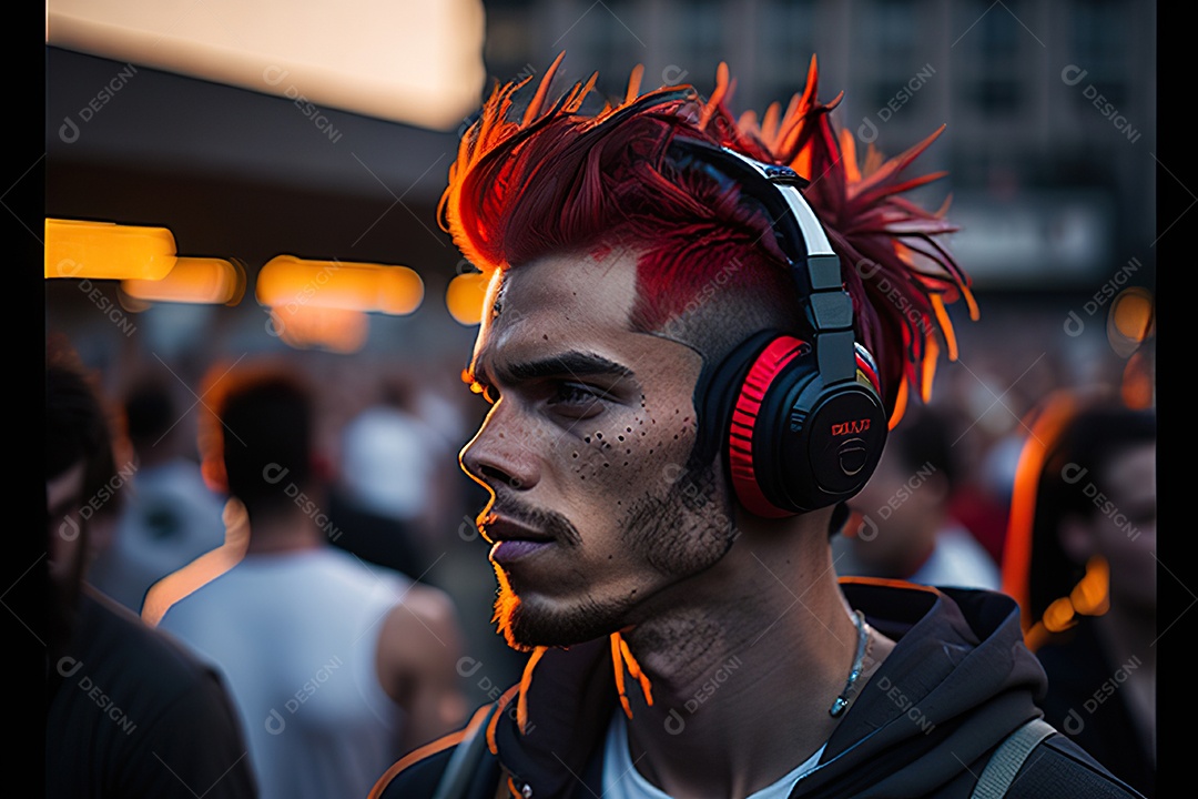 Imagem realista de homem jovem Dj sobre uma festa