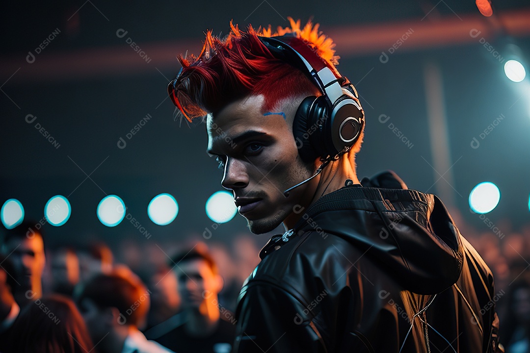 Imagem realista de homem jovem Dj sobre uma festa