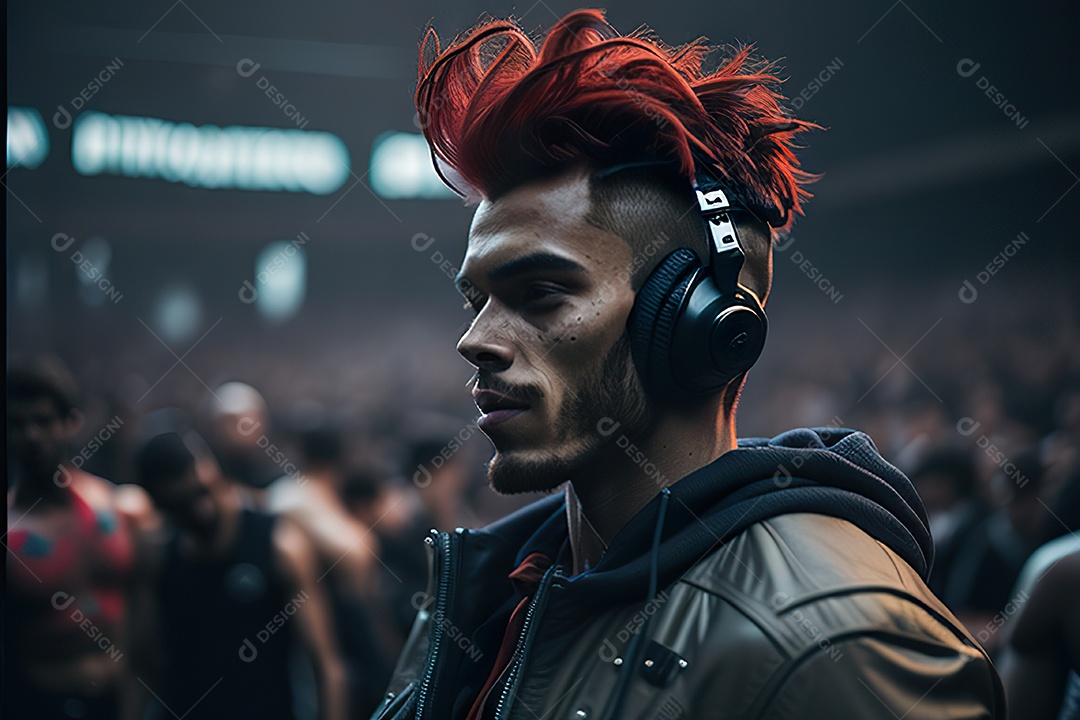 Imagem realista de homem jovem Dj sobre uma festa