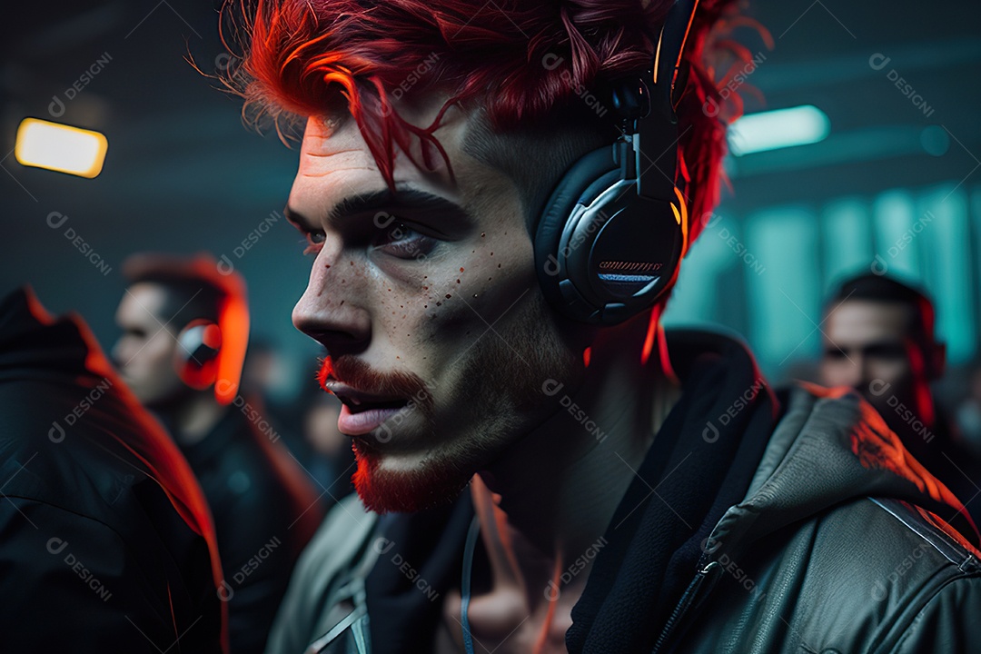 Imagem realista de homem jovem Dj sobre uma festa