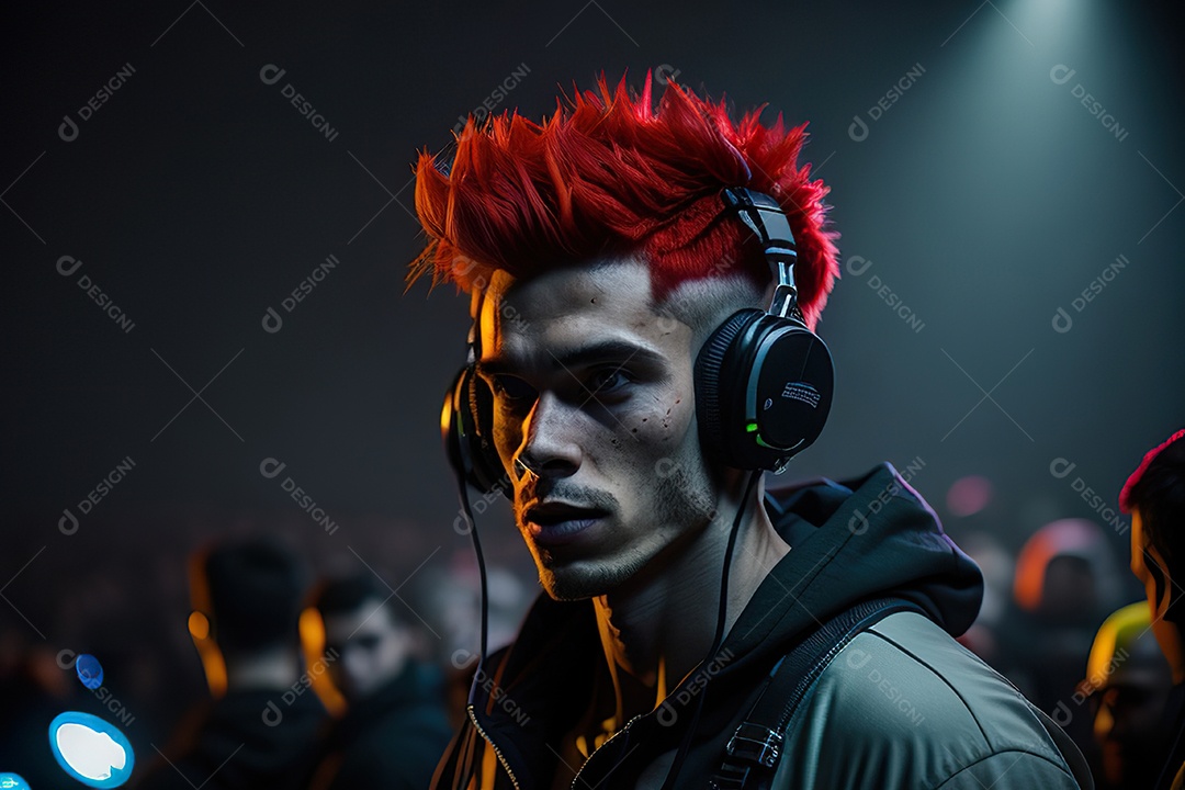 Imagem realista de homem jovem Dj sobre uma festa