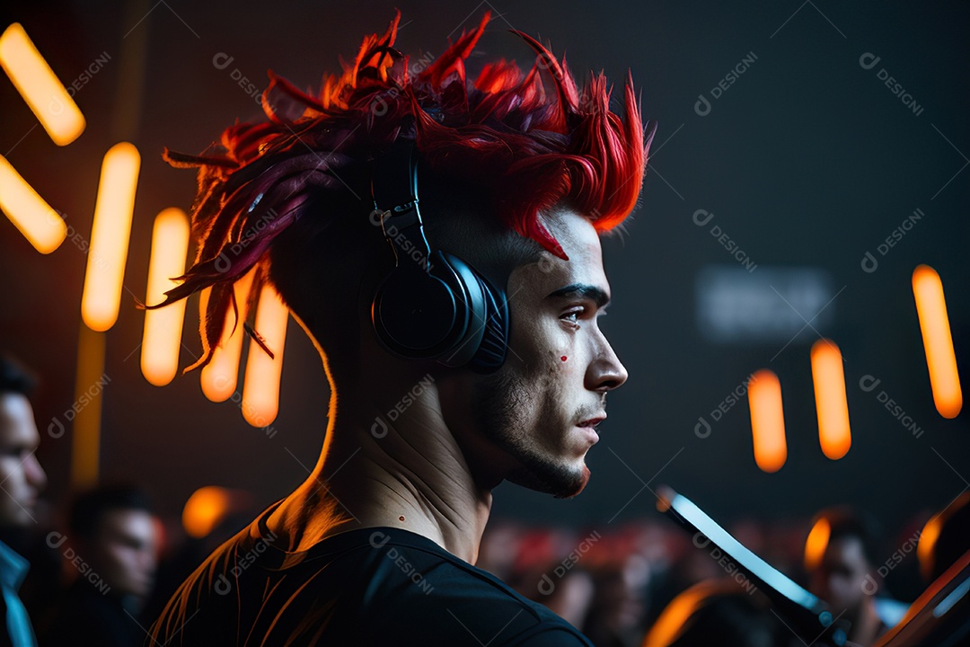 Imagem realista de homem jovem Dj sobre uma festa