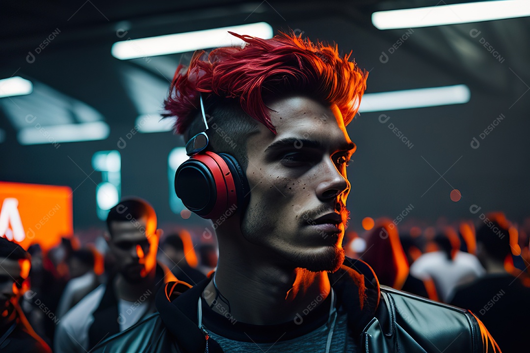 Imagem realista de homem jovem Dj sobre uma festa