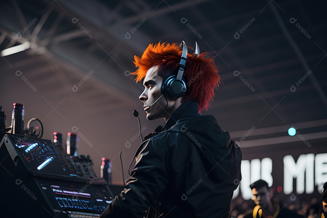 Imagem realista de homem jovem Dj sobre uma festa