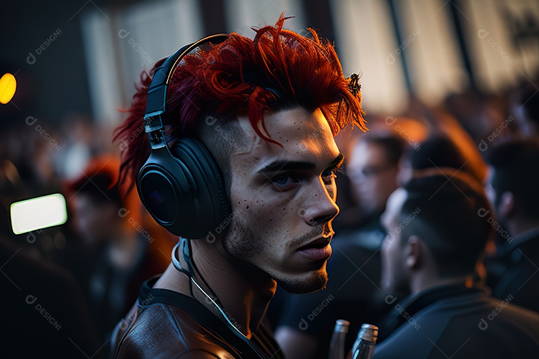 Imagem realista de homem jovem Dj sobre uma festa