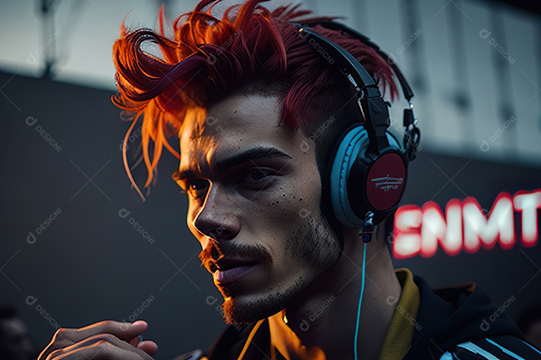 Imagem realista de homem jovem Dj sobre uma festa