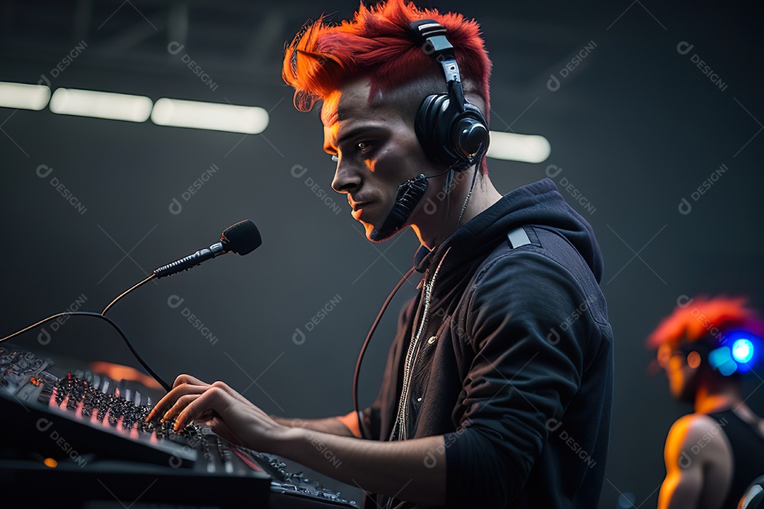 Imagem realista de homem jovem Dj sobre uma festa