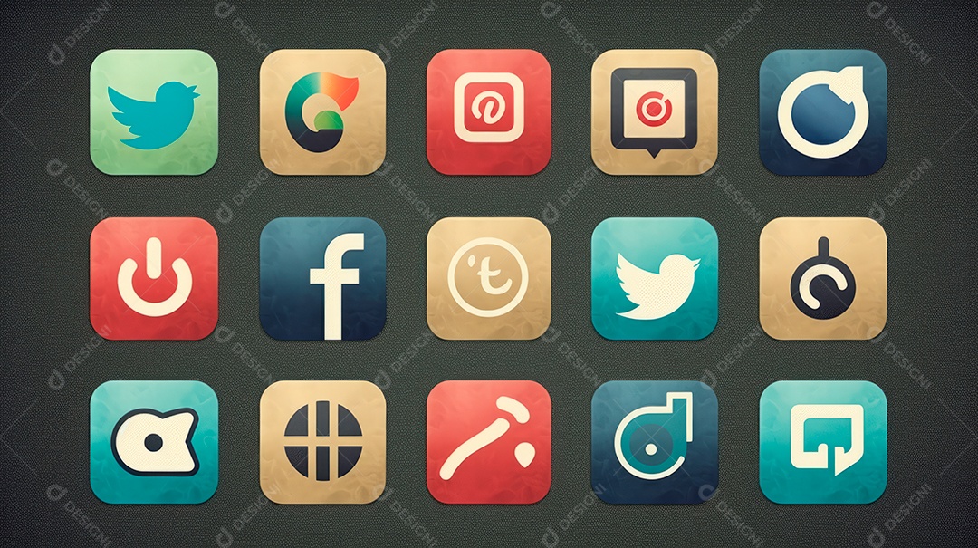 Media social ícones de aplicativos.