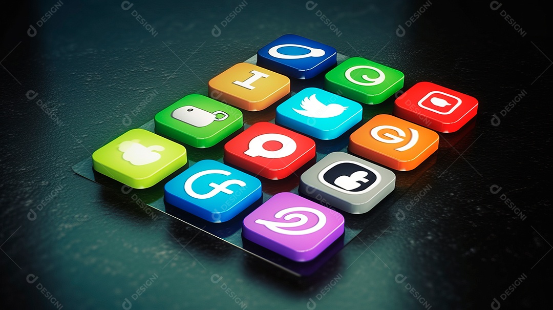 Media social ícones dev aplicativos.