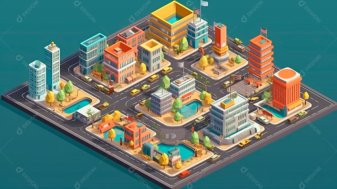 Cidade em miniatura conceito de bitcoin.