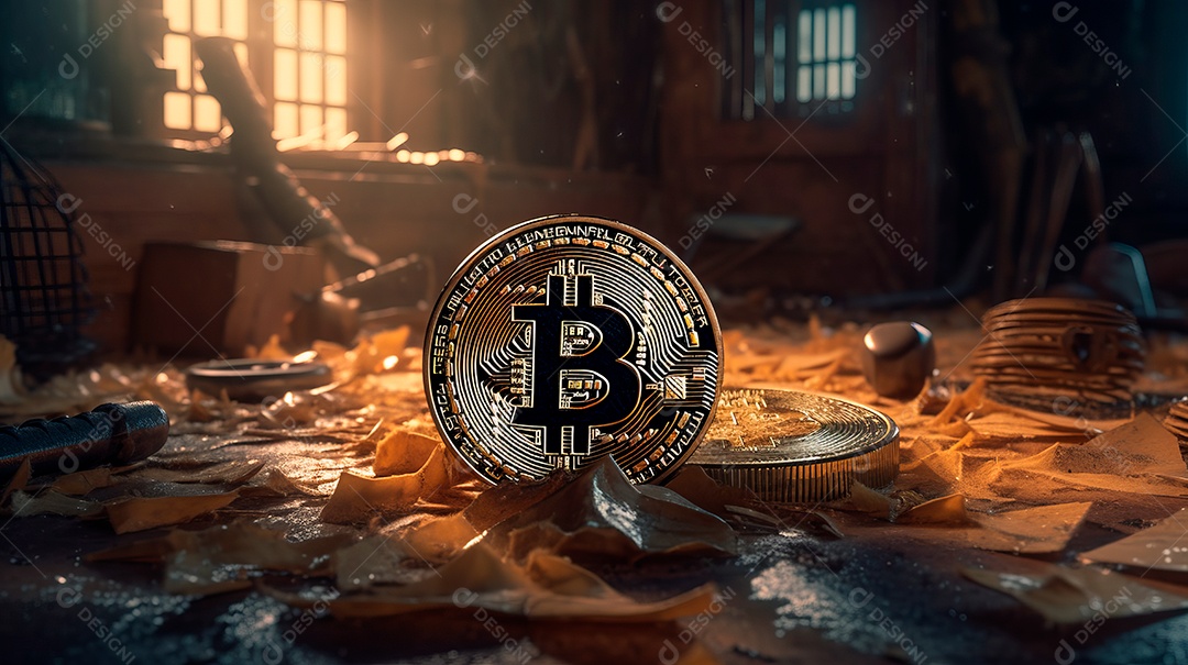 Moeda de bitcoin investimento criptomoedas.