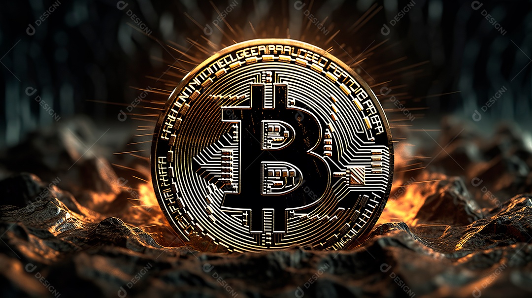 Moeda de bitcoin investimento criptomoedas.