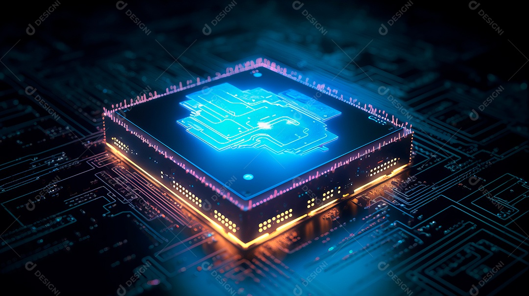 Plataforma de microchip neon.