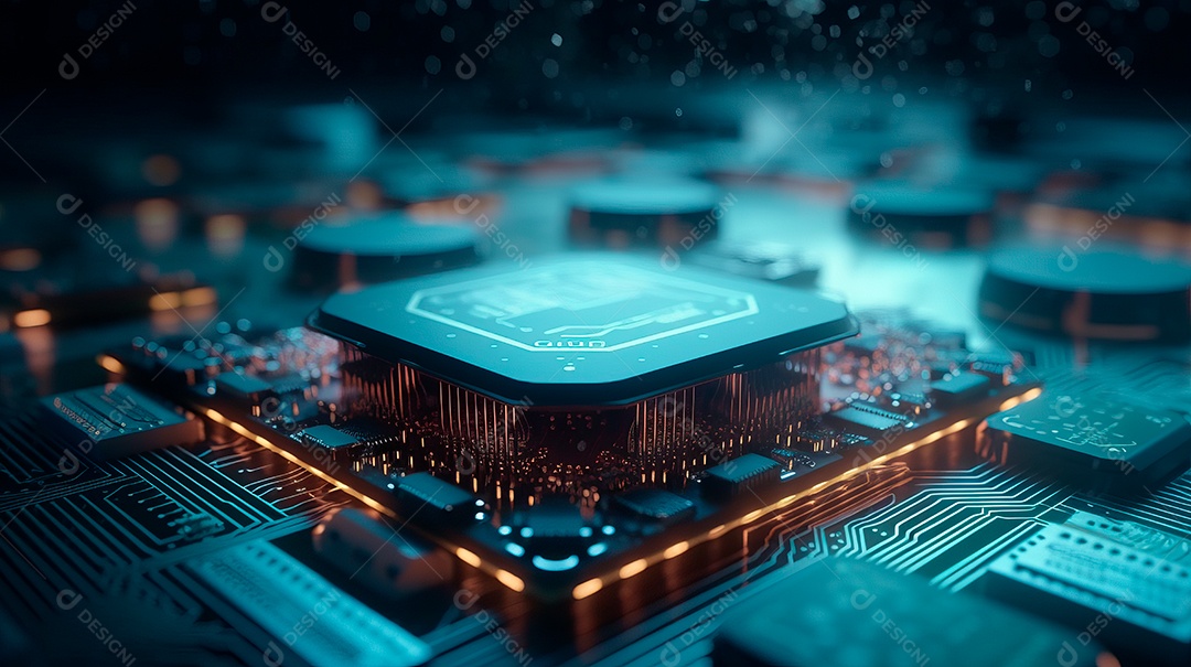 Plataforma de microchip neon.