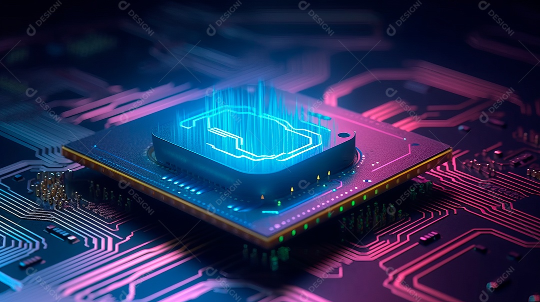 Plataforma de microchip neon.
