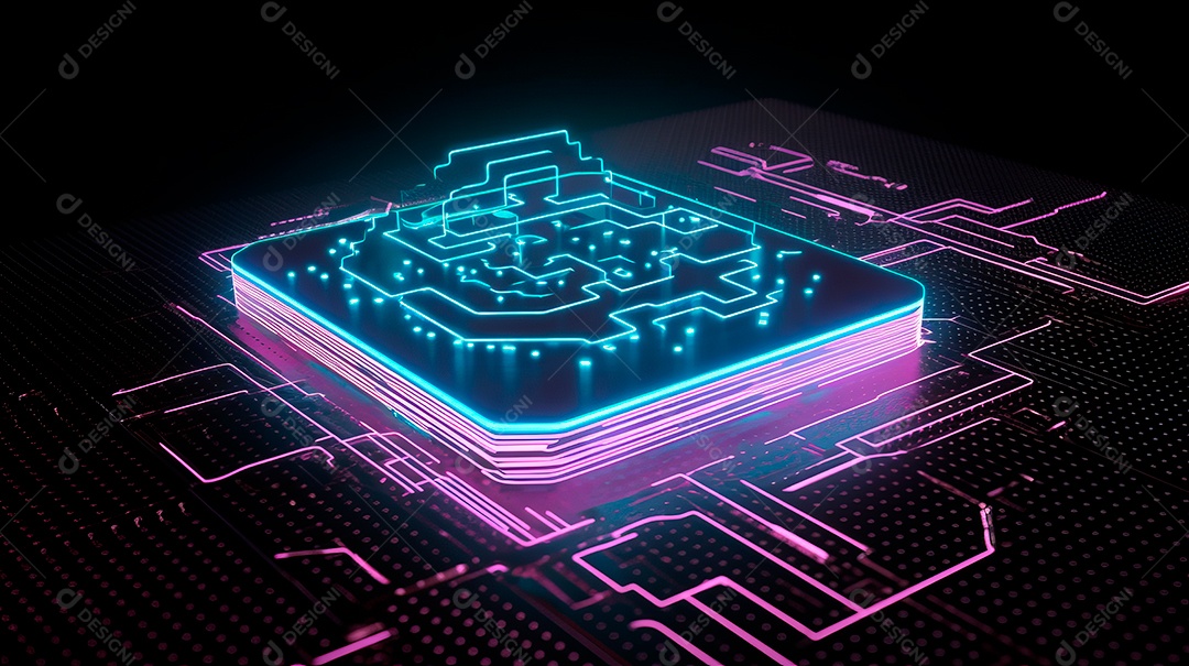 Plataforma de microchip neon.