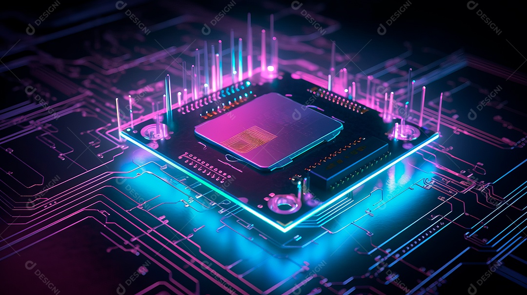 Plataforma de microchip neon.