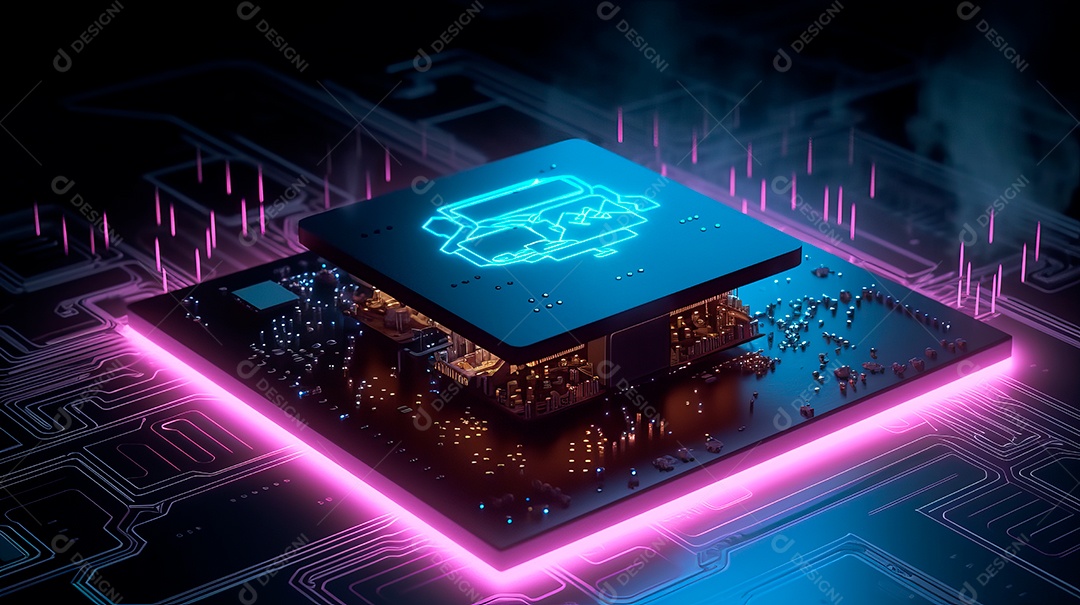 Plataforma de microchip neon.