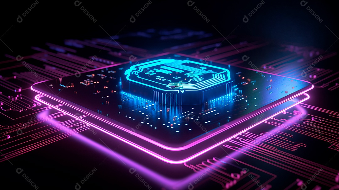 Plataforma de microchip neon.