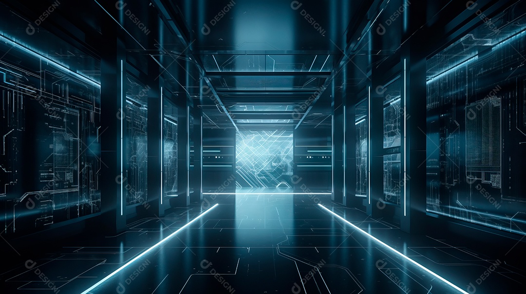 Sala de dados futurista.