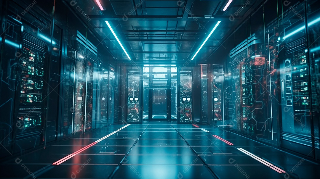 Sala de dados futurista.