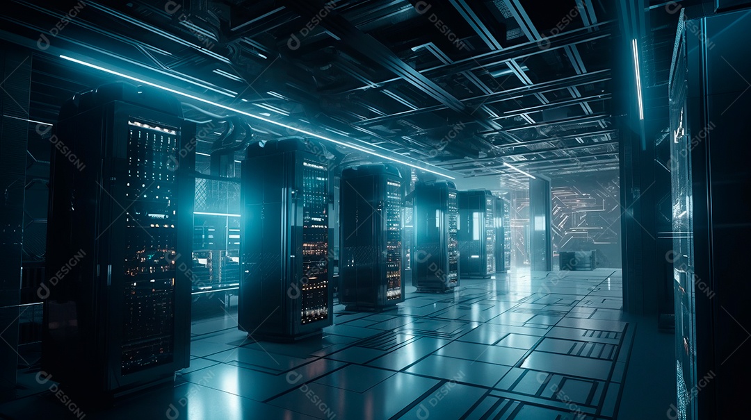 Sala de dados futurista.