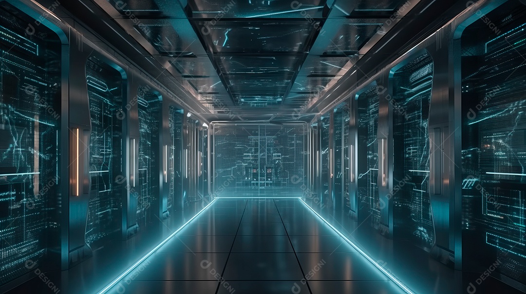 Sala de dados futurista.