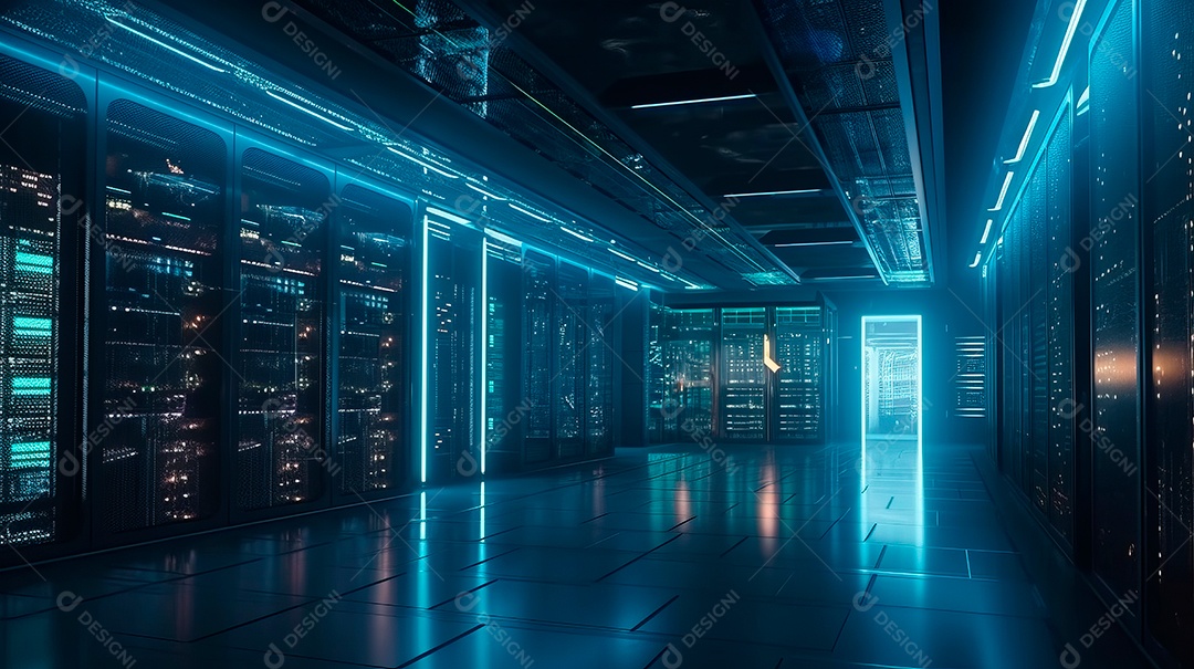 Sala de dados futurista.