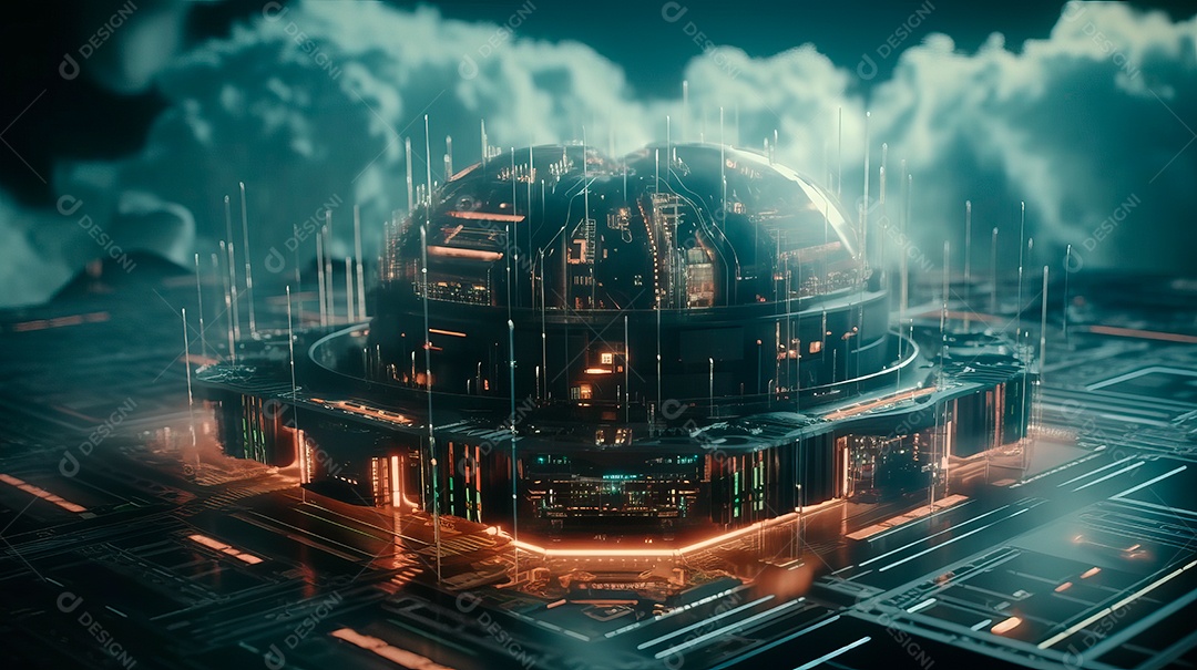 Fundo futurista de inteligência artificial.